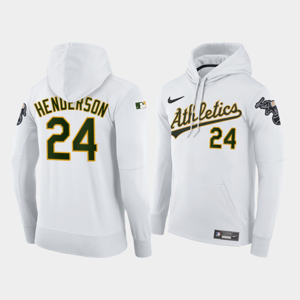 Men Oakland Athletics #24 Henderson white home hoodie 2021 MLB Nike Jerseys